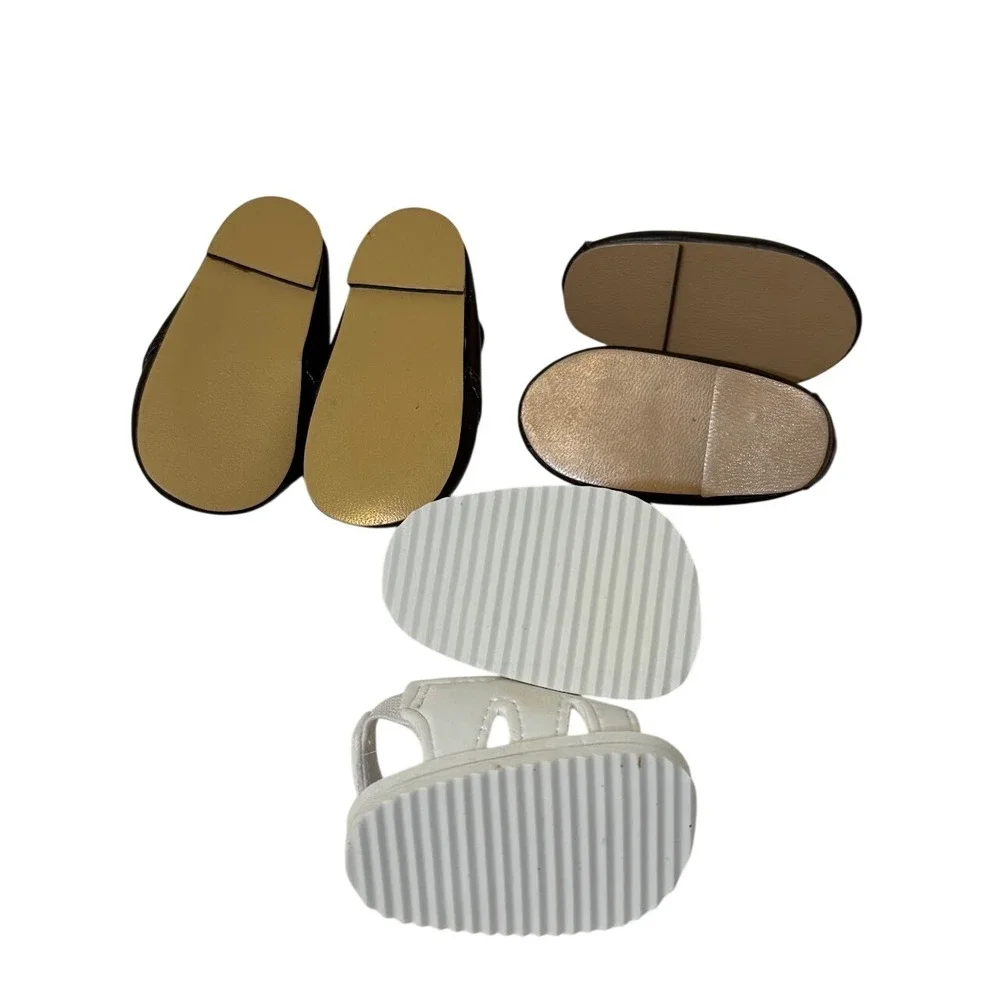 18 Inch Doll Shoes Lot of 3 Lace Up Oxford Slip On Loafers Single Strap Sandals